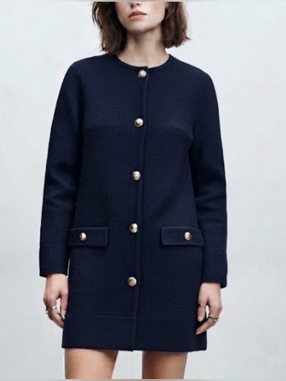 NWT Navy J.Crew Cotton Navy Blue Gold Button Mini Dress